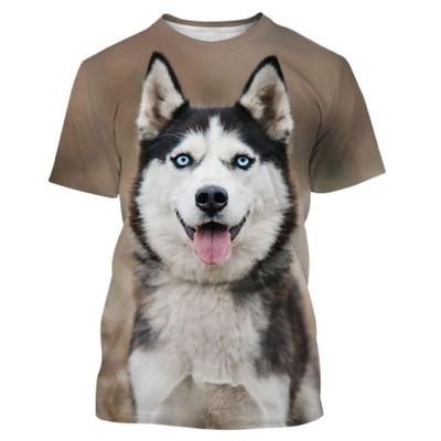 Summer Funny Pet Dog Husky 3D tisk Pánské tričko Móda Unisex Ležérní Harajuku Street Style Trička s kulatým výstřihem a krátkým rukávem