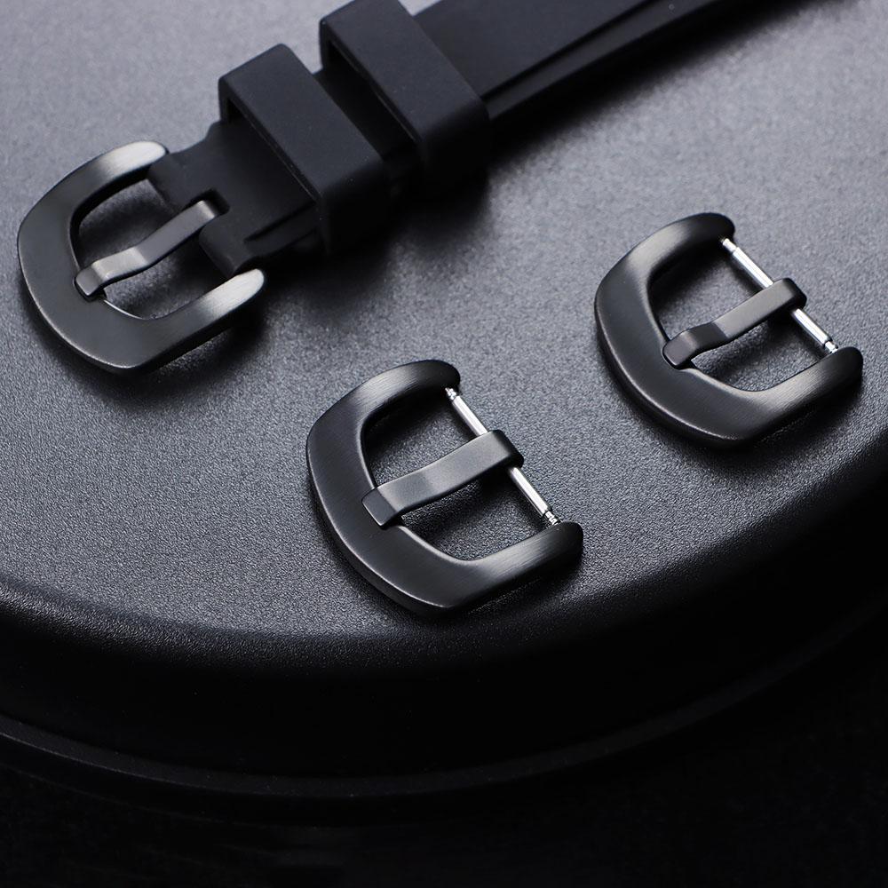 16mm 18mm 20mm Pin Buckle Metal Watchband Buckle Men Women Watchband Strap Black Stainless Steel Clasp Watch Buckle Accessory