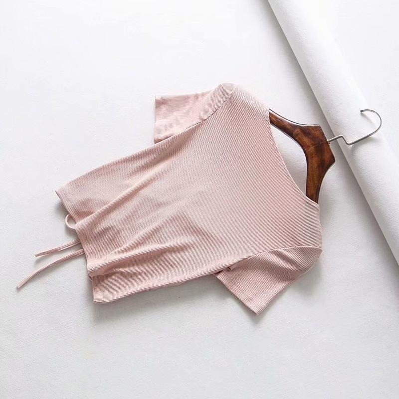 Sexy tílka s výstřihem do V Ženy se stahovací šňůrkou se zavazováním vpředu Camis Candy barvy Streetwear Slim Fit žebrovaný triko