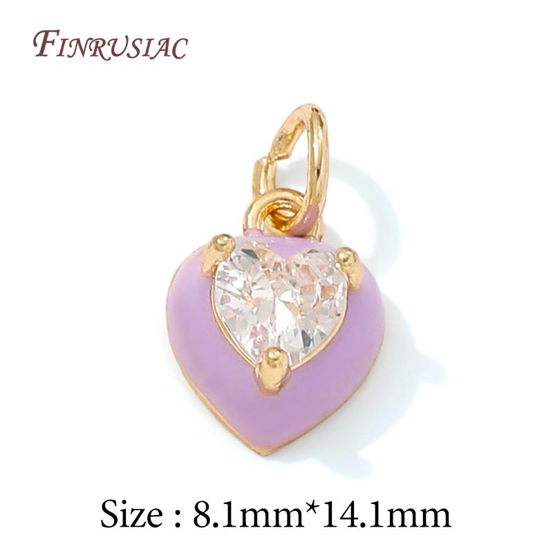 14K Gold Plated Enamel Charms with CZ Crystal,Heart Moon Pendant For DIY Jewelry Making,DIY Bracelet Necklace Earring Supplies