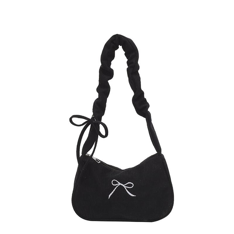 

Simple and retro seasonal new solid color casual large-capacity corduroy underarm hand shoulder portable women s bag чорний