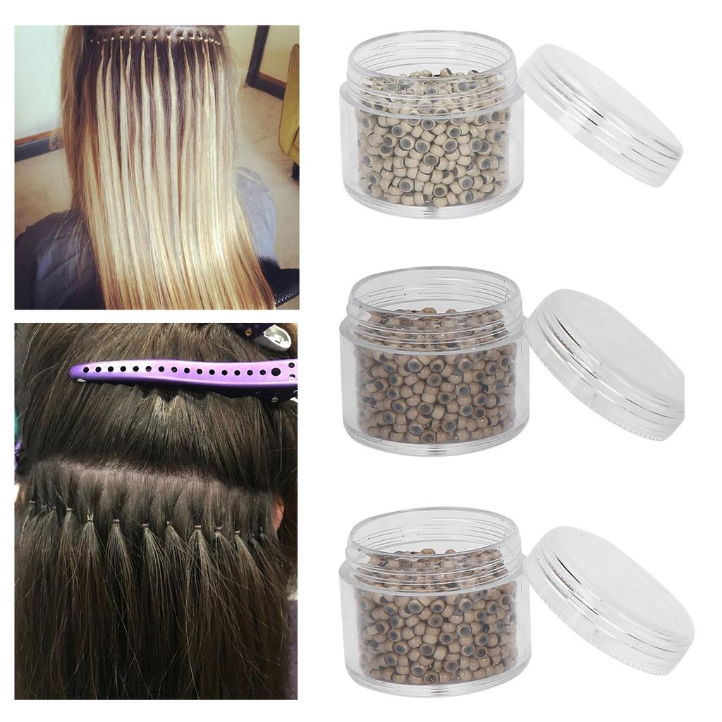3 Bottles 3.0mm Silicone Micro Links Rings Beads Small Comfortable Hair Extension Tool (6#8#13#)