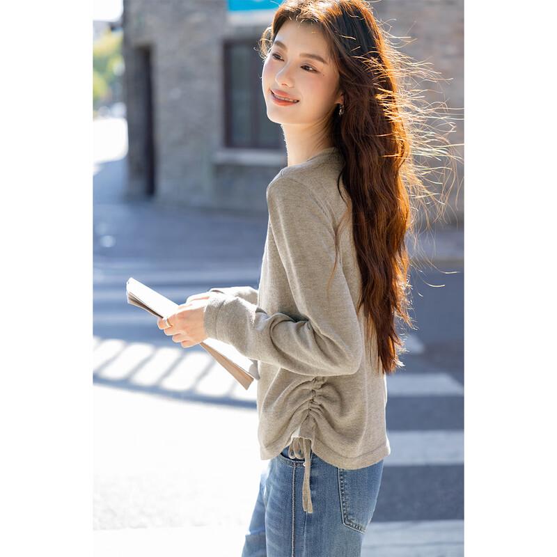 Moka Na Women's Faux Two-Piece Long-Sleeve Knit Top MKNJD3872