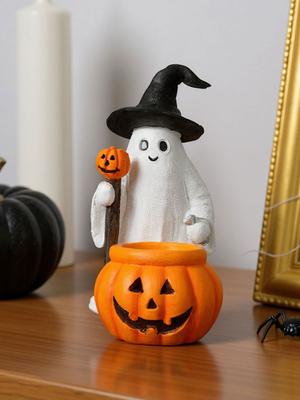 Halloweenová pryskyřičná figurka ducha a dýně Figurka dýňového balónku pro párty Domácí stolní středové dekorace Ozdoby na poličku