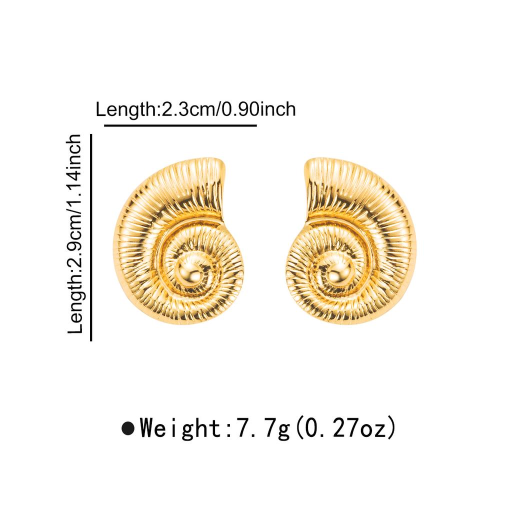 18K Gold Stainless Steel Stud Earrings Women Vintage Ocean Element Vacation Style Titanium Steel Fashion Ear Jewelry New Arrival