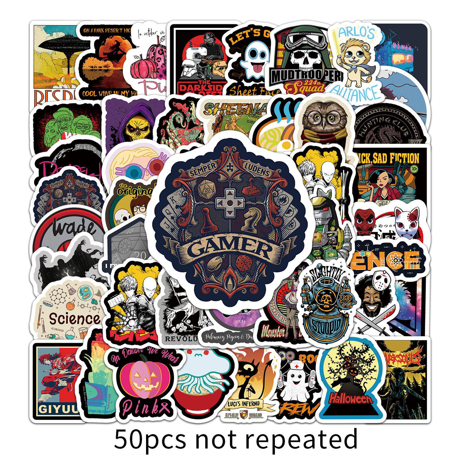 50PCS Retro European & American Stickers: Trendy Waterproof Decor for Journals, Skateboards, Luggage, & Phone Cases