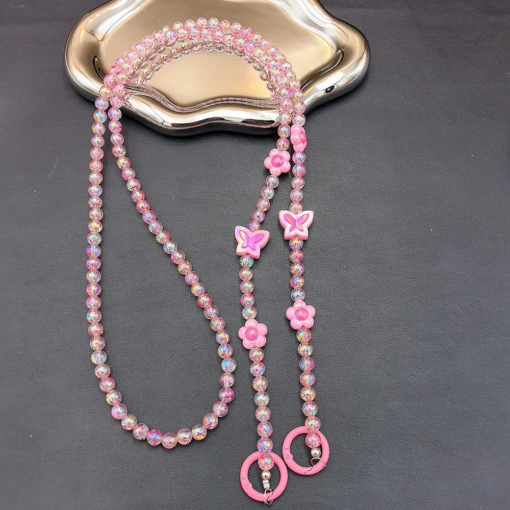 

Butterfly Wallet Necklace Chain Hanging Phone Anti Loss Lanyard Kawaii Crossbody Bag Chain Wallet рожевий