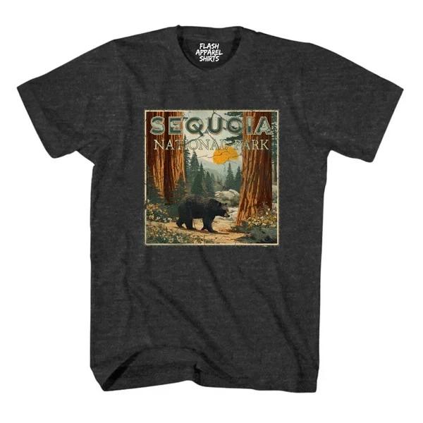 Sequoia National Park California Giant Tree Stamp T Shirt USA Camping Hiking Tee S