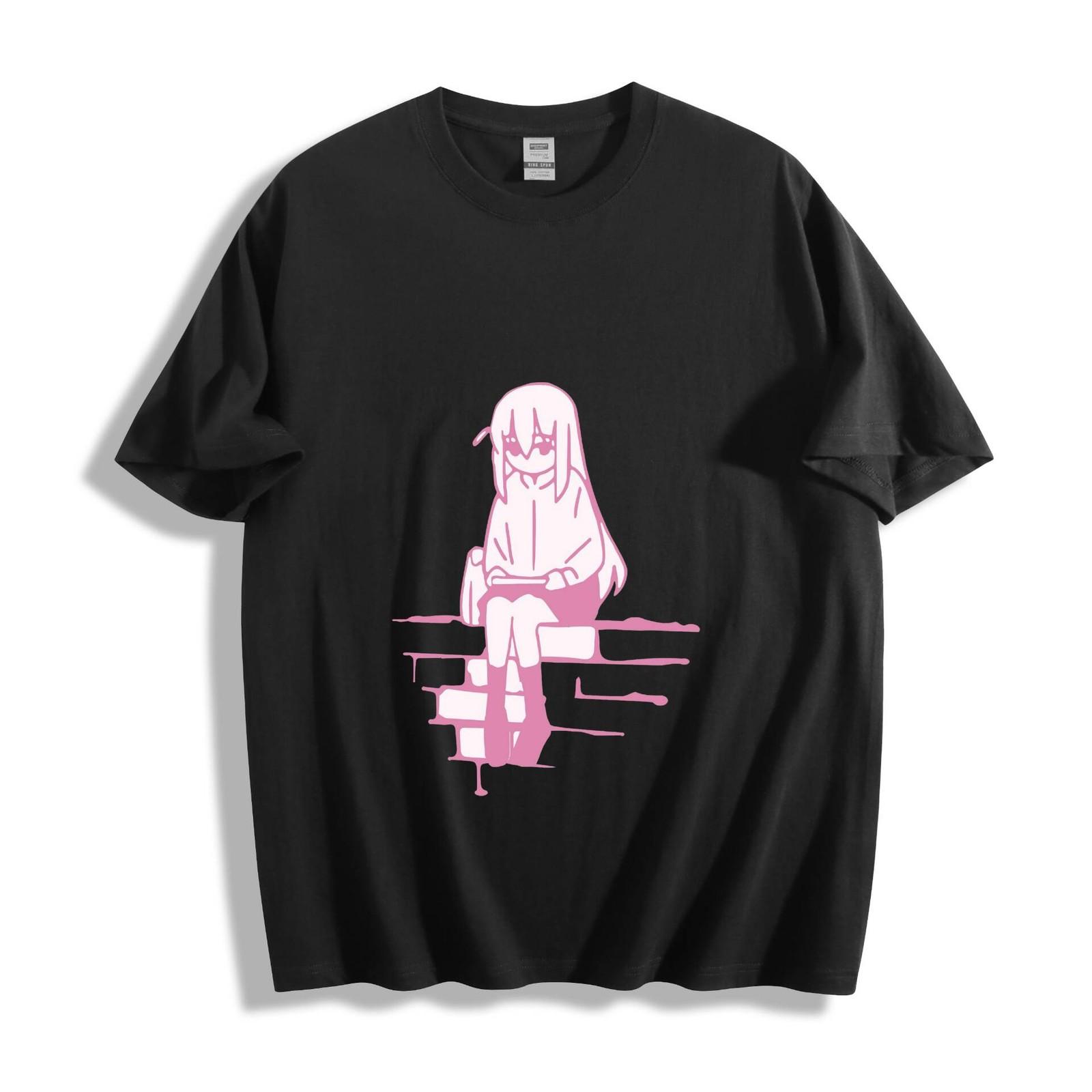 Bocchi the Rock! Protagonist Pink Silhouette T-Shirt - Charming Anime Unisex Tee S