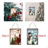 Christmas Sign Hanging Decorations Rope Rectangle Craft Rustic Outdoor Porch Tag
