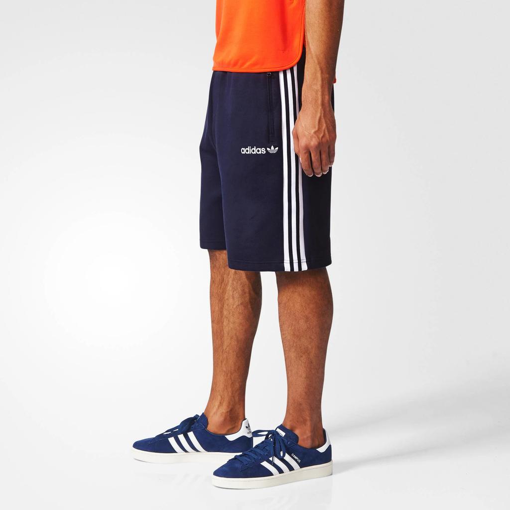 Adidas Originals Minoh Knitted Striped Slim Fit Letter Casual Shorts Men Shorts Legendary-Ink-Blue BR6884