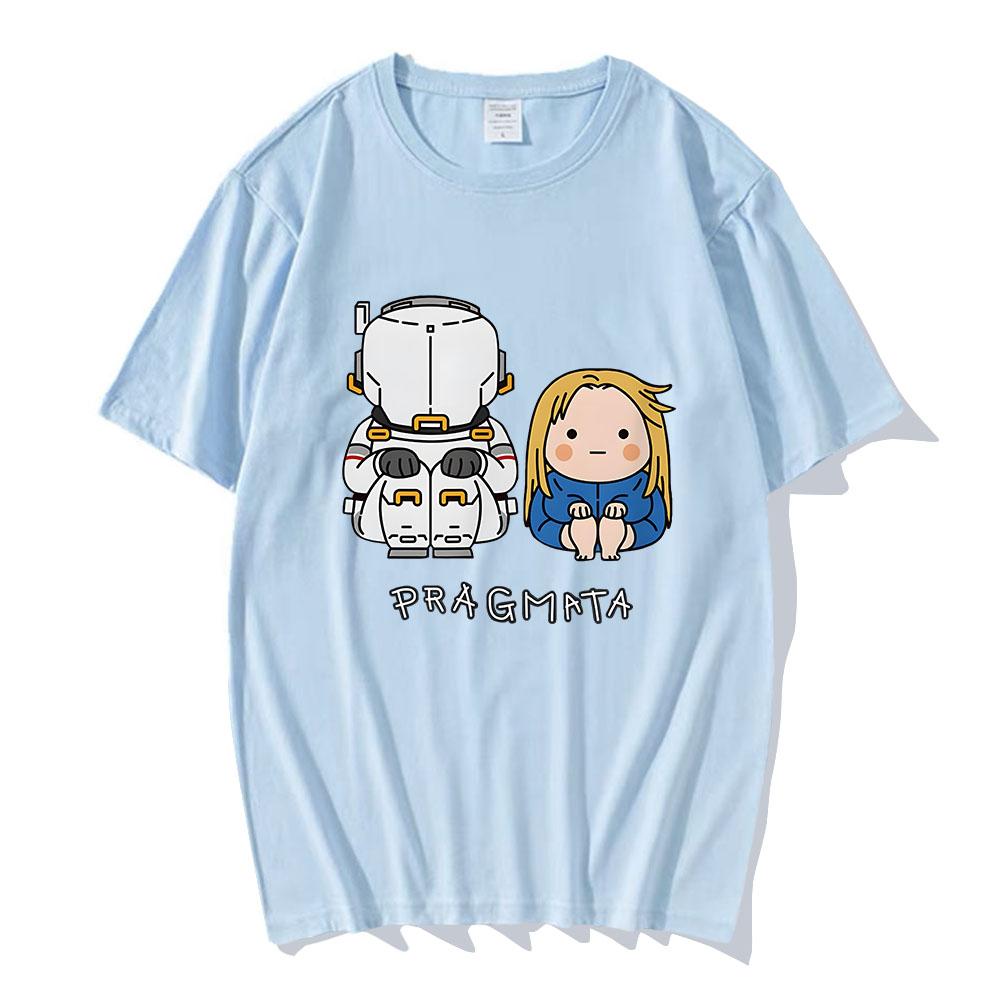PRAGMATA Hugh Diana Sitting Tshirt Summer Unisex Streetwear Funny Cartoon Graphic Print Merch Short Sleeve Cotton Tee Shirt