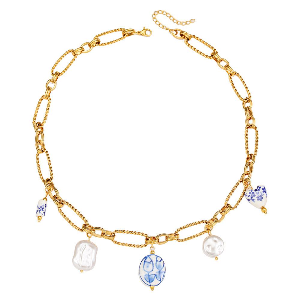 Collier Ocean Star en acier inoxydable avec pendentif coquillage géométrique pour un style unisexe