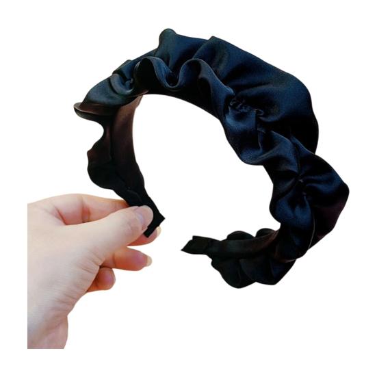

Women Headband French Style Smooth Satin Wide-Brim Sponge Filled Hair Hoop Soft Fabric Hair Accessory