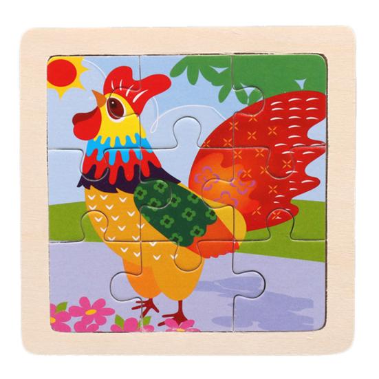 

9 шт. Деревянные мультяшные животные Детский пазл Игрушка Обучение Образование Панель Cock