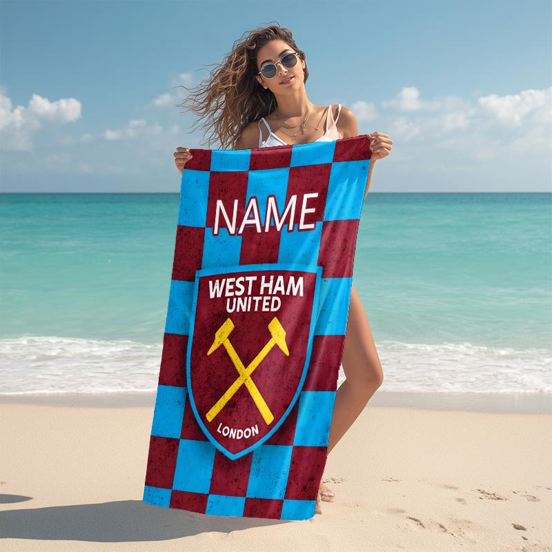 Personalized West Ham Crest Beach Towel Microfiber Beach Towel Thin Absorbent for Beach Swimming Yoga Bath Sports. 0910156