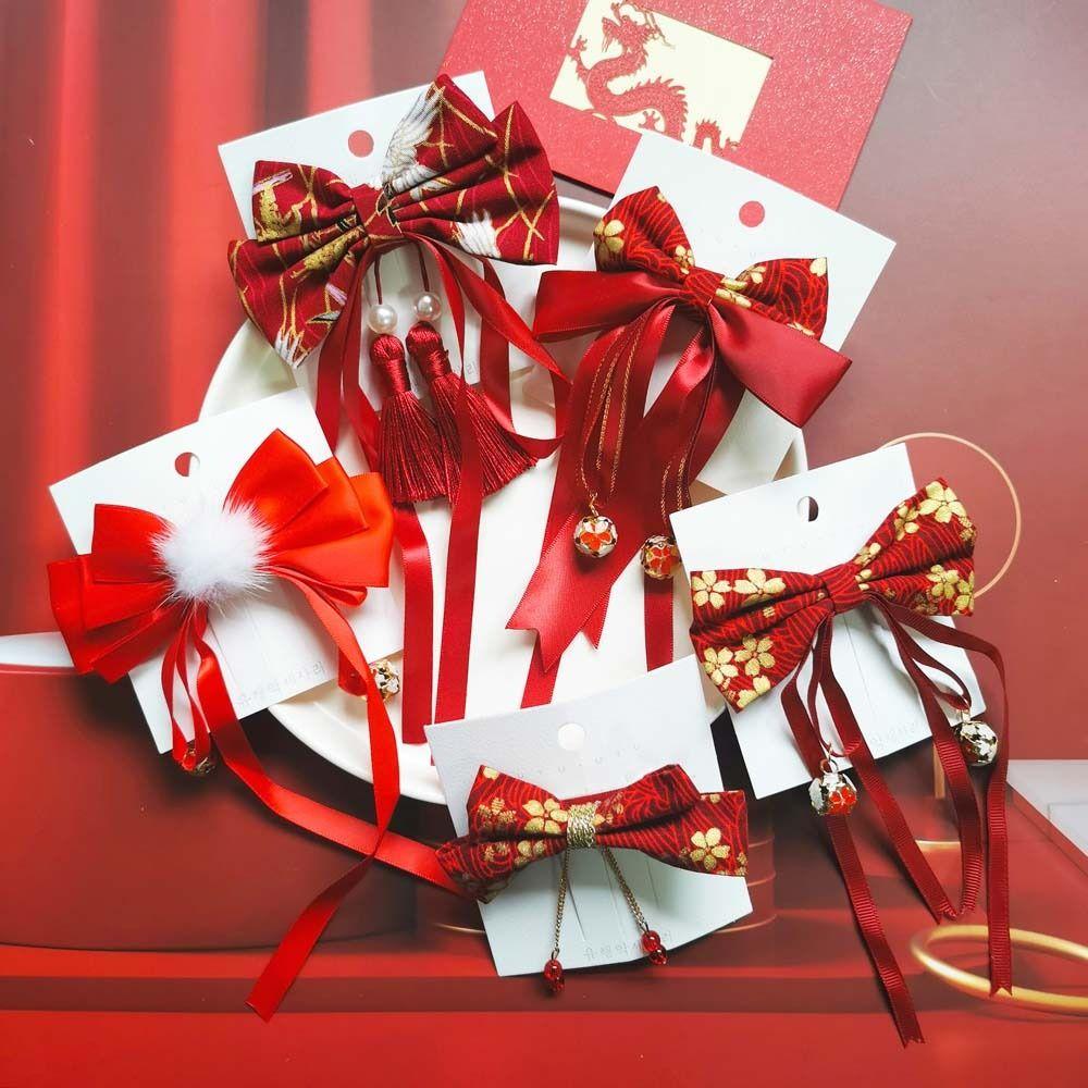 Hair Accessories Bowknot Bow Hair Hoop Chinese New Year Hairpins Kids Chinese Hair Clips Hair Rope