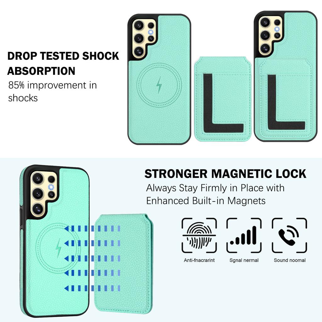 Magsafe 2-i-1 Avtagbart Plånboksfodral för iPhone 16 med Kortinnehavare Magnetiskt PU-läder Fodral med Lock Stativ Kreditkortsplatser för Samsung Galaxy S25 S24 S23