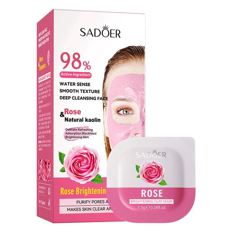 8pcs Rose Mud Mask Moisturizing Deep Cleansing Mask Blackhead Pores Oil Control Smearing Mud Mask Face Care