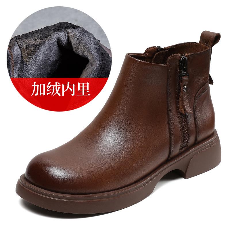 Leather British Martin Side Zipper Single Autumn New Flat Short Chelsea Women's Shoes