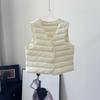 Vestă albă de puf de gâscă de calitate, cu decolteu în V, mărime mare, vestă de puf ușoară și călduroasă, versatilă pentru interior, maiou și îmbrăcăminte exterioară pentru femei
