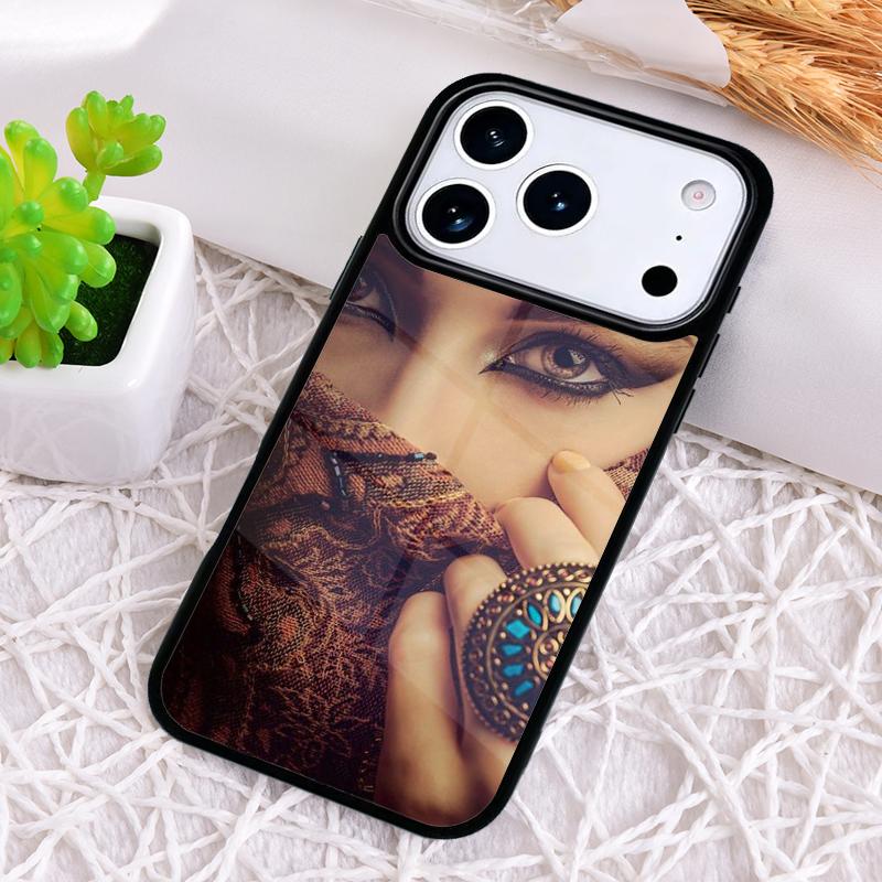 Islamic Hijab Gril Eye Queen Phone Case for iPhone 17 Air 16 15 11 12 14 13 Pro Max Shockproof Cover