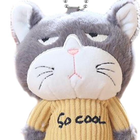 Cat Plush Pendant Keychain Cute Animal Bag Charm Soft Fluffy Pig Panda Bear Rabbit Portable Hanging Chain Decompress Toy