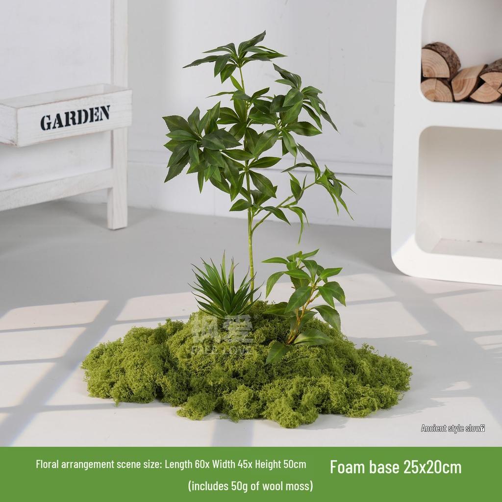 Luxury Faux Green Plant and Flower Decor - Indoor Moss and Grass Clusters for Elegant Landscaping.