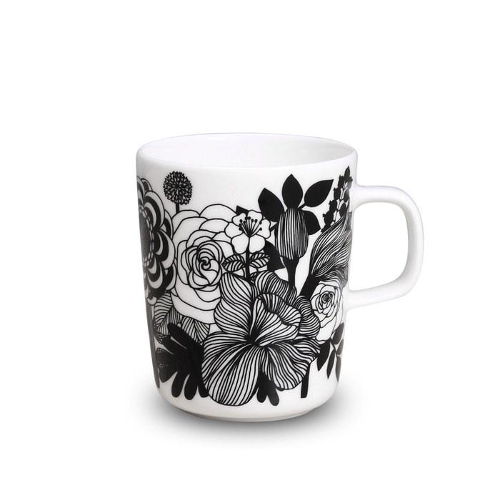 Marimekko Mug 250ml Siirtolapuutarha Black x White 68423 197