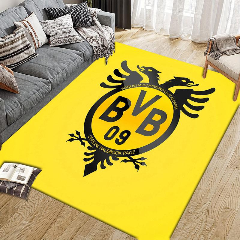 Dortmund Flannel Printed Carpet, Home Sofa Decoration for Living Room & Bedroom, Non‑Slip Play Flannel Floor Mat for Game Room
