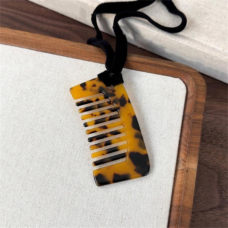 Fashionable Comb Pendant Necklace Unique Comb Shaped Necklace in Long Rope Elegant Neck Jewelry For Stylish Women