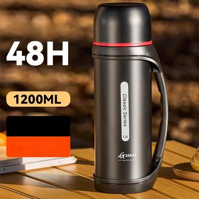 Hervidor de Gran Capacidad de 1.2L Termo para Camping al Aire Libre Termo para Café para Viajes al Aire Libre Vaso de Vacío Portátil Olla Fría