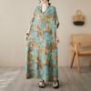 Real Shot Summer Thin V-neck Cotton and Linen Large Size Loose Medium and Long Literary Holiday Style Beach Dress Women