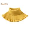 Women Fake Scarf High Collar Ribbed Texture Ruffle Trim Solid Color Knitting Collar Autumn Winter Thickened Warm False Collar