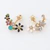 Korean Style Oil Floral Stud Earrings Women's Jewelry Flower Design Drop Earrings  Wedding