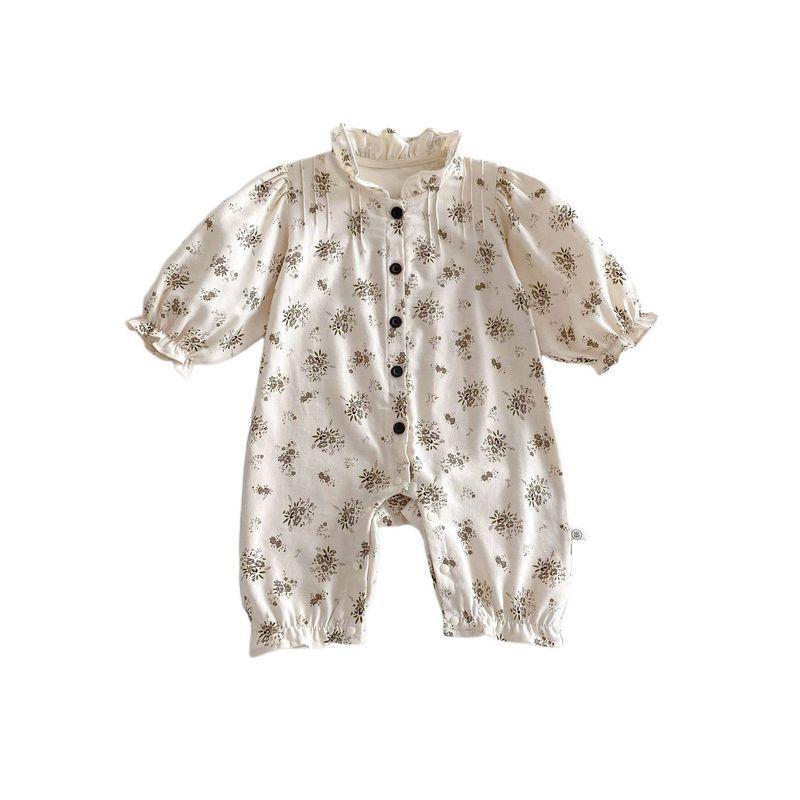 Ins Spring Baby Girl Doll Collar Printed Princess Jumpsuit Fresh Style Baby Girl Photo Shoot Romper