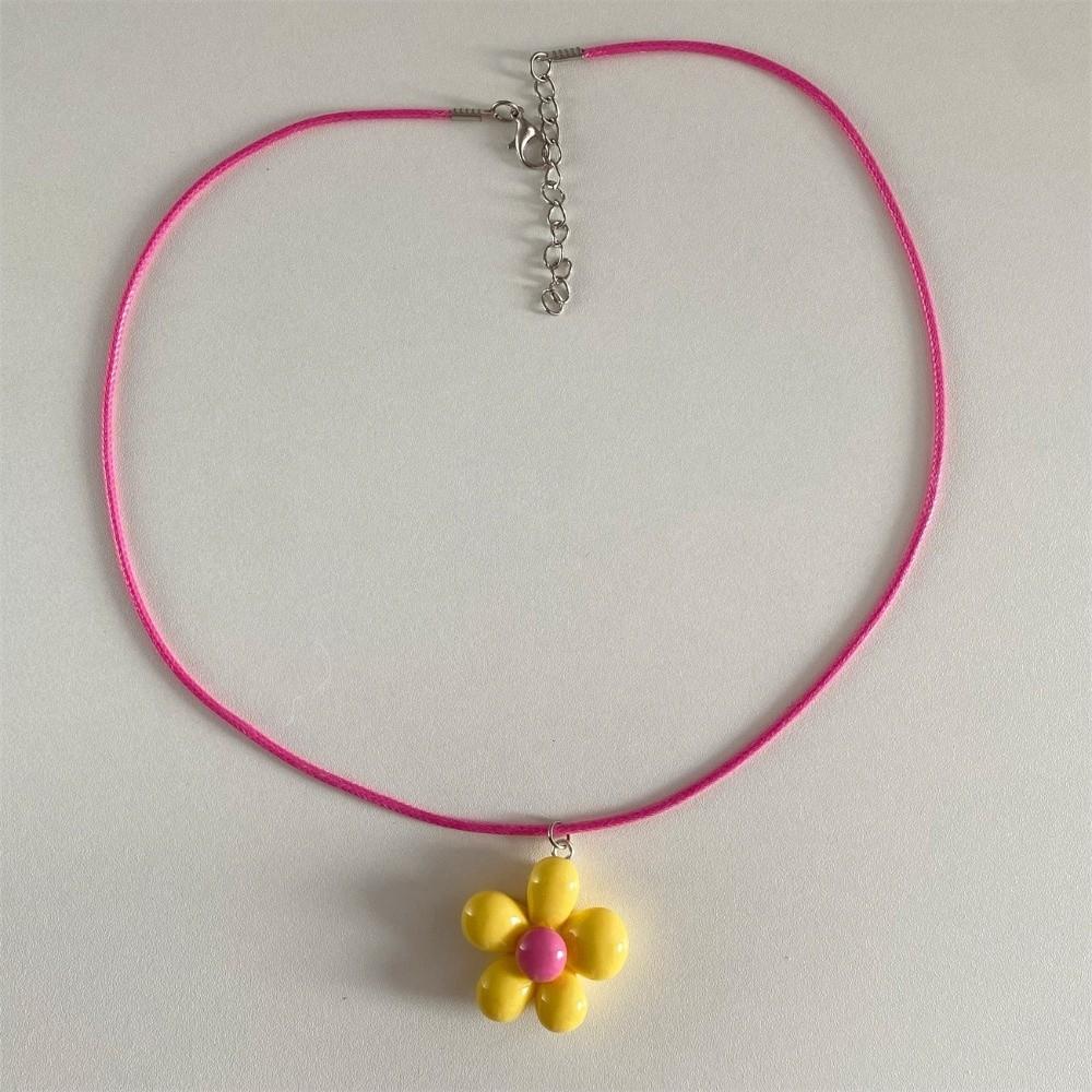 

Sweet Statement Necklace Colorful Rope Choker Pastoral Style Flower Necklace Perfect Gift Style G