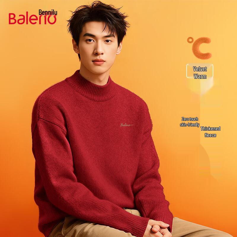 

Baleno Men s Winter Fleece-Lined Semi-High Neck Sweater L