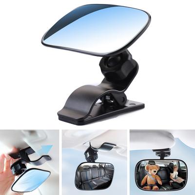 Car Interior Baby Mirror For Headrest, Clip Rear View Makeup Mirror, 360° Rotation, Shatterproof Acrylic, ABS Frame