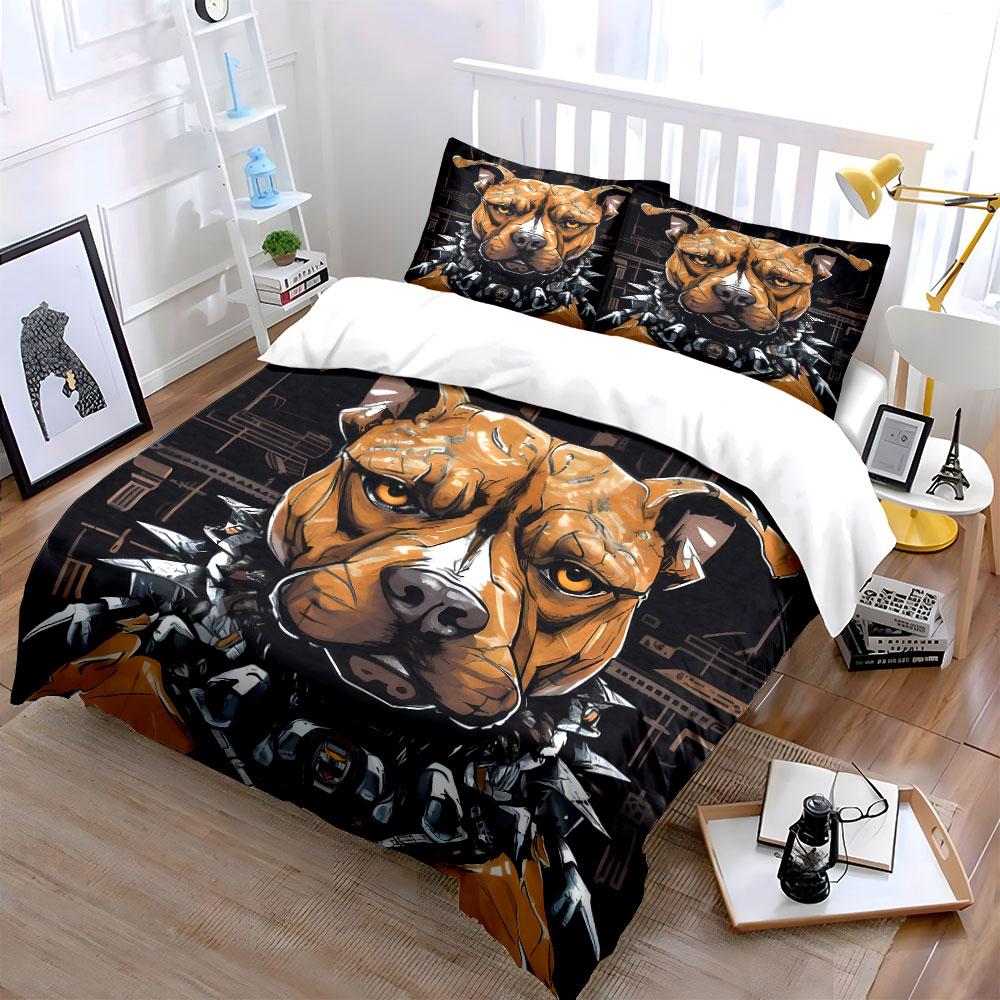 Dog Robotic Art Decor Set Multiple Sizes Kid'S And Adults' Bedroom Exquisite 3Pc Bedding Set, Gift