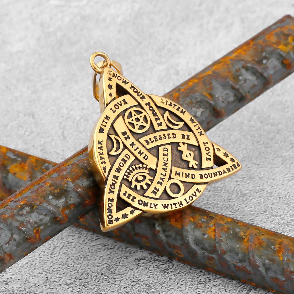 Viking Celtic Knot Pendant Necklace Stainless Steel Men Chain Odin Protection Amulet Gothic Jewelry Gift