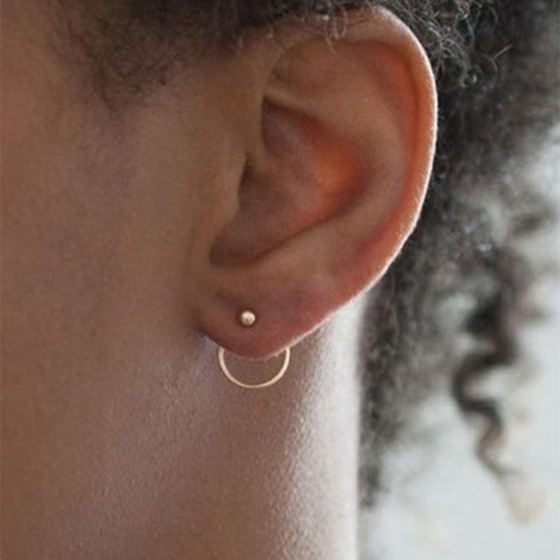 2024 New Fashion Jewelry Punk Style Gold Color Geometric Round Circle Stud Earrings Best Gift For Women Girl Wholesale
