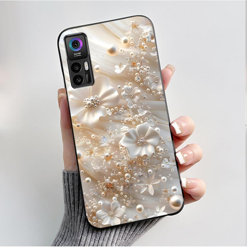 Case For TCL 30 Plus 30 5G T676K T676J T676H T776H Phone Case Fashion Butterfly Flowers Black Silicone Shockproof Cover Casing
