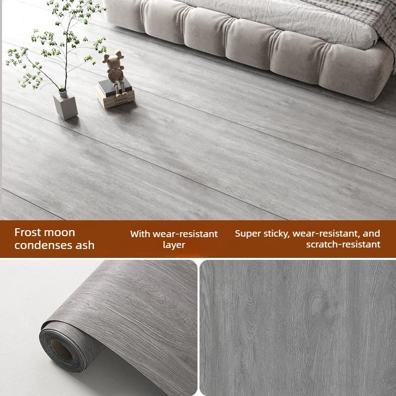 Self Adhesive Wood Grain Floor Stickers Waterproof Thick Non Slip Wear Resistant Peel and Stick Vinyl Flooring for Living Room