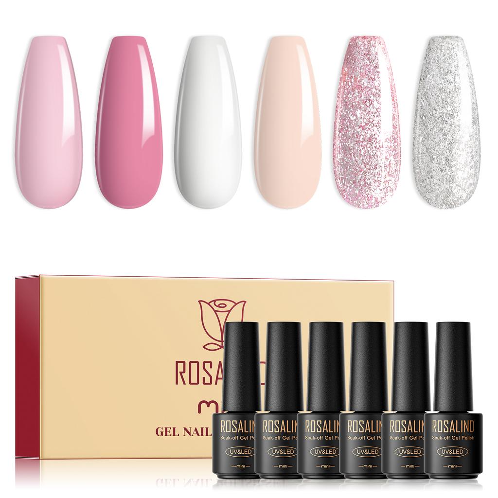 ROSALIND Gel Nail Polish Set 6pcs/Lot Nail Art Gel Polish Semi Permanent Gel Varnish Hybrid Soak Off UV Lamp Base Top Coat Gel Polish Kit