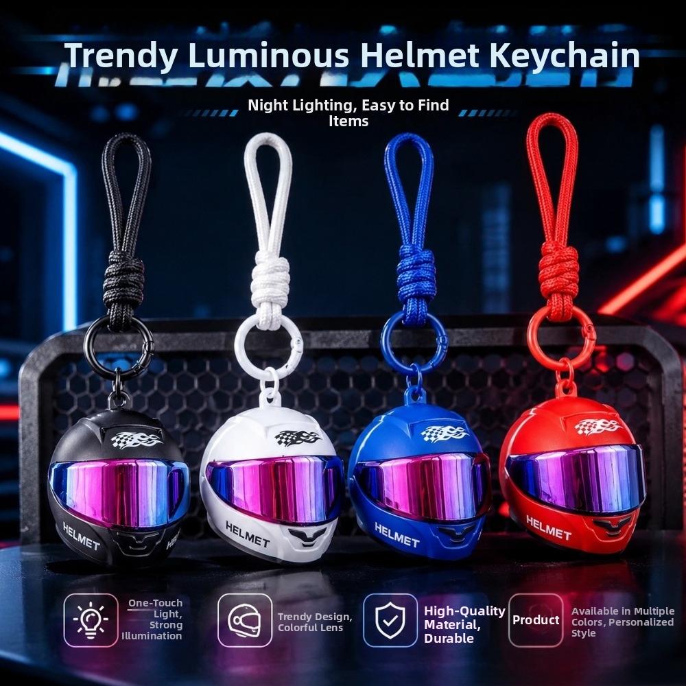 Multi-functional Light Up Helmet Key Fob 3D Mini Helmet Keychain  For Biker