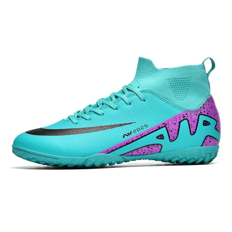Football Shoes High Top Socks Shoes Men's and Women's AG Length and Short Nails Leather Foot Youth Student Manufacturer Football Shoes