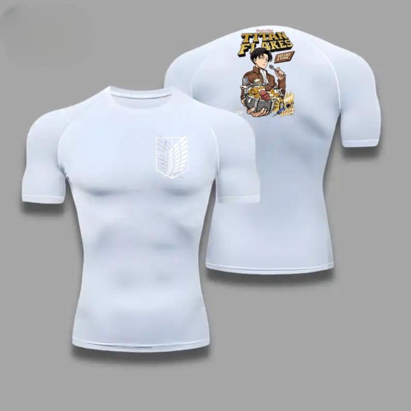 Men Compression T-Shirt Fitness Running Sports Quick-Dry Wings Freedom Breathable Short Sleeves Stretchy Fabric Summer Workouts