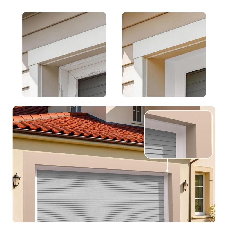 Flexible Rubber Garage Door Frame Seal for Top and Side Placement, Broad Barrier Profile Follows Edges and Corners Around the Opening