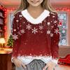 Christmas Day Girls Long Sleeve T Shirts Kids  Girls' V-Neck Tee Christmas Print Long Sleeve Top